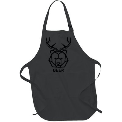 Bear plus Deer Equals Beer Hunting Animal Beer Drinking Full-Length Apron With Pockets