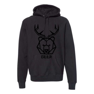 Bear plus Deer Equals Beer Hunting Animal Beer Drinking Premium Hoodie