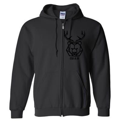 Bear plus Deer Equals Beer Hunting Animal Beer Drinking Full Zip Hoodie