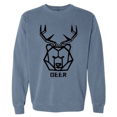 Bear plus Deer Equals Beer Hunting Animal Beer Drinking Garment-Dyed Sweatshirt