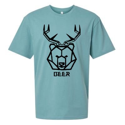 Bear plus Deer Equals Beer Hunting Animal Beer Drinking Sueded Cloud Jersey T-Shirt