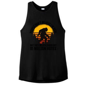 Bigfoot People DonT Believe IM Real But They Believe Biden Cool Gift Ladies PosiCharge Tri-Blend Wicking Tank