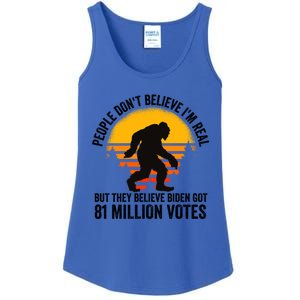 Bigfoot People DonT Believe IM Real But They Believe Biden Cool Gift Ladies Essential Tank