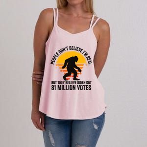 Bigfoot People DonT Believe IM Real But They Believe Biden Cool Gift Women's Strappy Tank