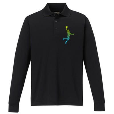 Basketball Players Dunking Performance Long Sleeve Polo