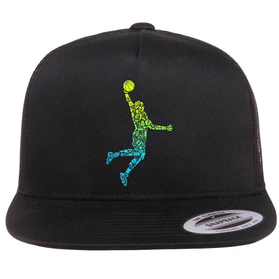 Basketball Players Dunking Flat Bill Trucker Hat