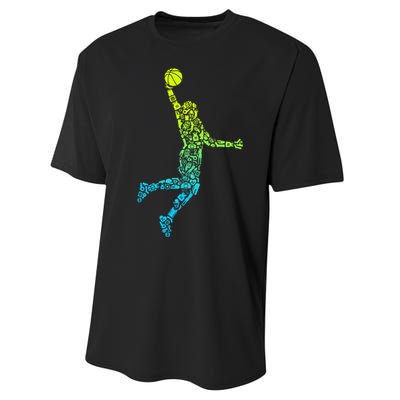 Basketball Players Dunking Performance Sprint T-Shirt