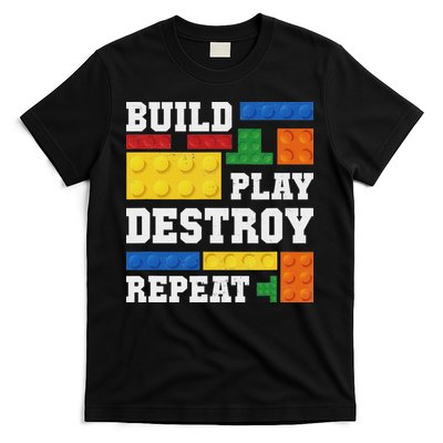 Build Play Destroy Repeat Brick Master Builder Boy T-Shirt