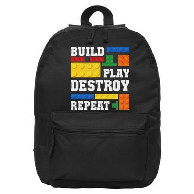 Build Play Destroy Repeat Brick Master Builder Boy 16 in Basic Backpack