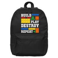 Build Play Destroy Repeat Brick Master Builder Boy 16 in Basic Backpack