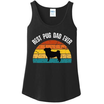 Best Pug Dad Ever Shirt Retro Pug Gift For  Pug Dad Ladies Essential Tank