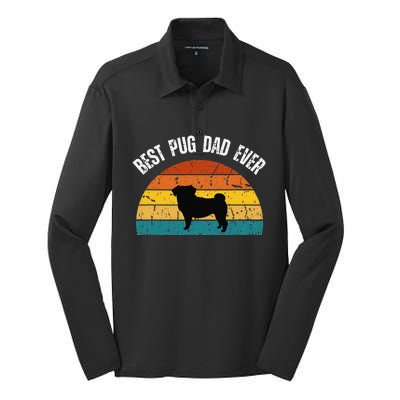 Best Pug Dad Ever Shirt Retro Pug Gift For  Pug Dad Silk Touch Performance Long Sleeve Polo