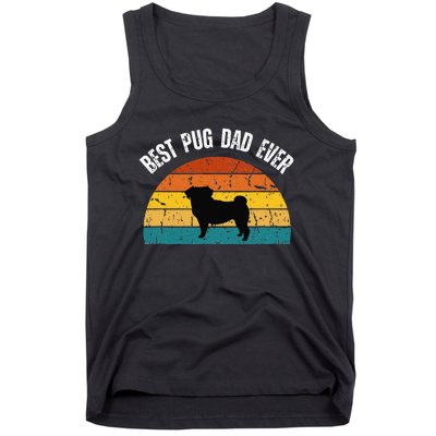 Best Pug Dad Ever Shirt Retro Pug Gift For  Pug Dad Tank Top