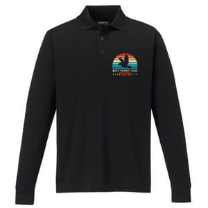 Best Parrot Dad Ever Birdwatching Bird Lover Birding Performance Long Sleeve Polo