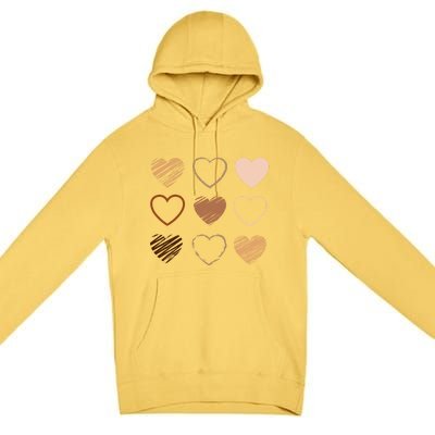 Black Pride Diversity Melanin Kindness Heart Skin Tone Gift Premium Pullover Hoodie