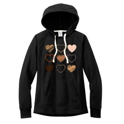 Black Pride Diversity Melanin Kindness Heart Skin Tone Gift Women's Fleece Hoodie