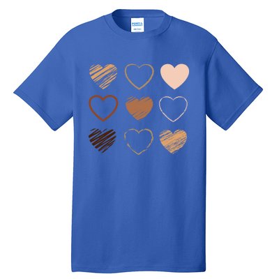 Black Pride Diversity Melanin Kindness Heart Skin Tone Gift Tall T-Shirt