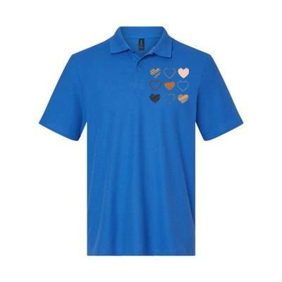 Black Pride Diversity Melanin Kindness Heart Skin Tone Gift Softstyle Adult Sport Polo