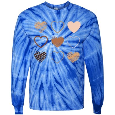 Black Pride Diversity Melanin Kindness Heart Skin Tone Gift Tie-Dye Long Sleeve Shirt