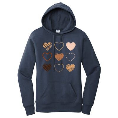 Black Pride Diversity Melanin Kindness Heart Skin Tone Gift Women's Pullover Hoodie