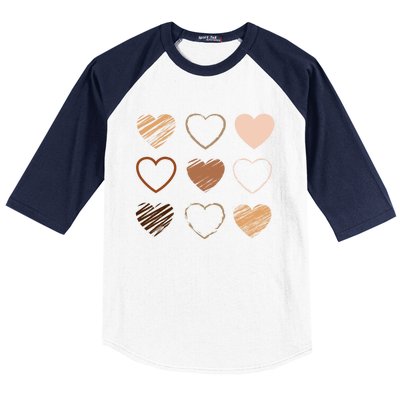 Black Pride Diversity Melanin Kindness Heart Skin Tone Gift Baseball Sleeve Shirt