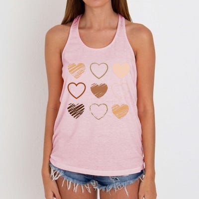 Black Pride Diversity Melanin Kindness Heart Skin Tone Gift Women's Knotted Racerback Tank