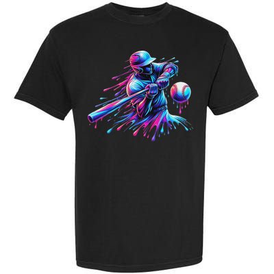 Baseball Player Drip Baseball Ice Cream Watercolor Garment-Dyed Heavyweight T-Shirt