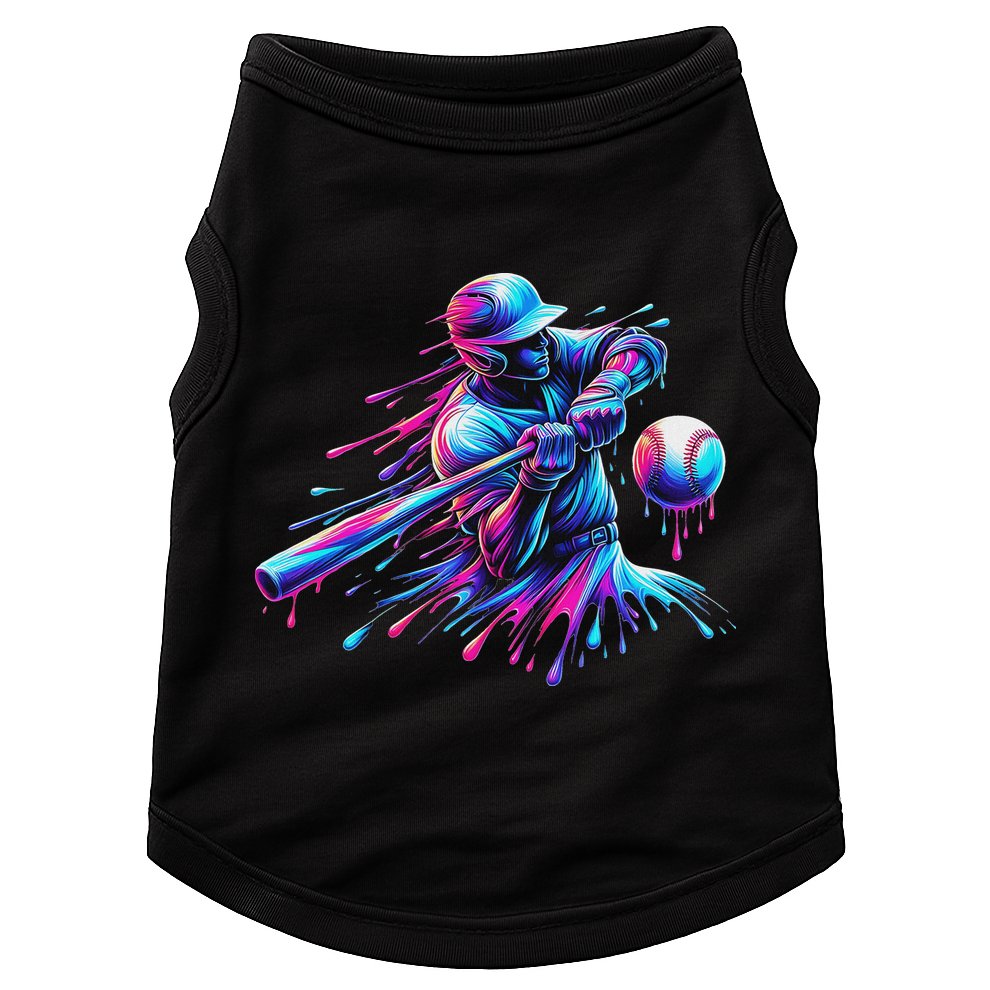 Baseball Player Drip Baseball Ice Cream Watercolor Doggie Tank