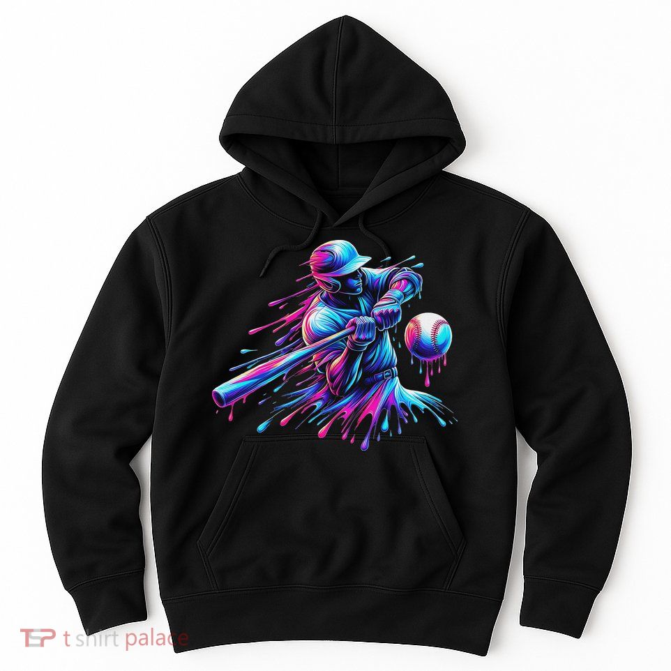 Baseball Player Drip Baseball Ice Cream Watercolor Hoodie