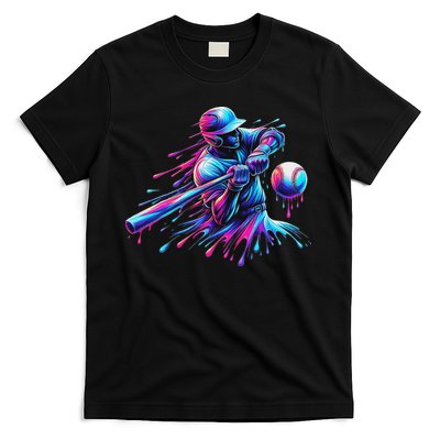 Baseball Player Drip Baseball Ice Cream Watercolor T-Shirt