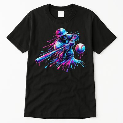 Baseball Player Drip Baseball Ice Cream Watercolor Tall T-Shirt