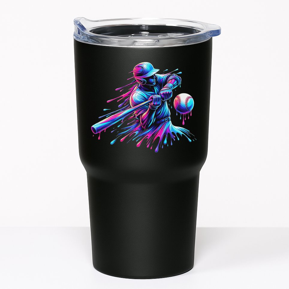 Baseball Player Drip Baseball Ice Cream Watercolor Tumbler