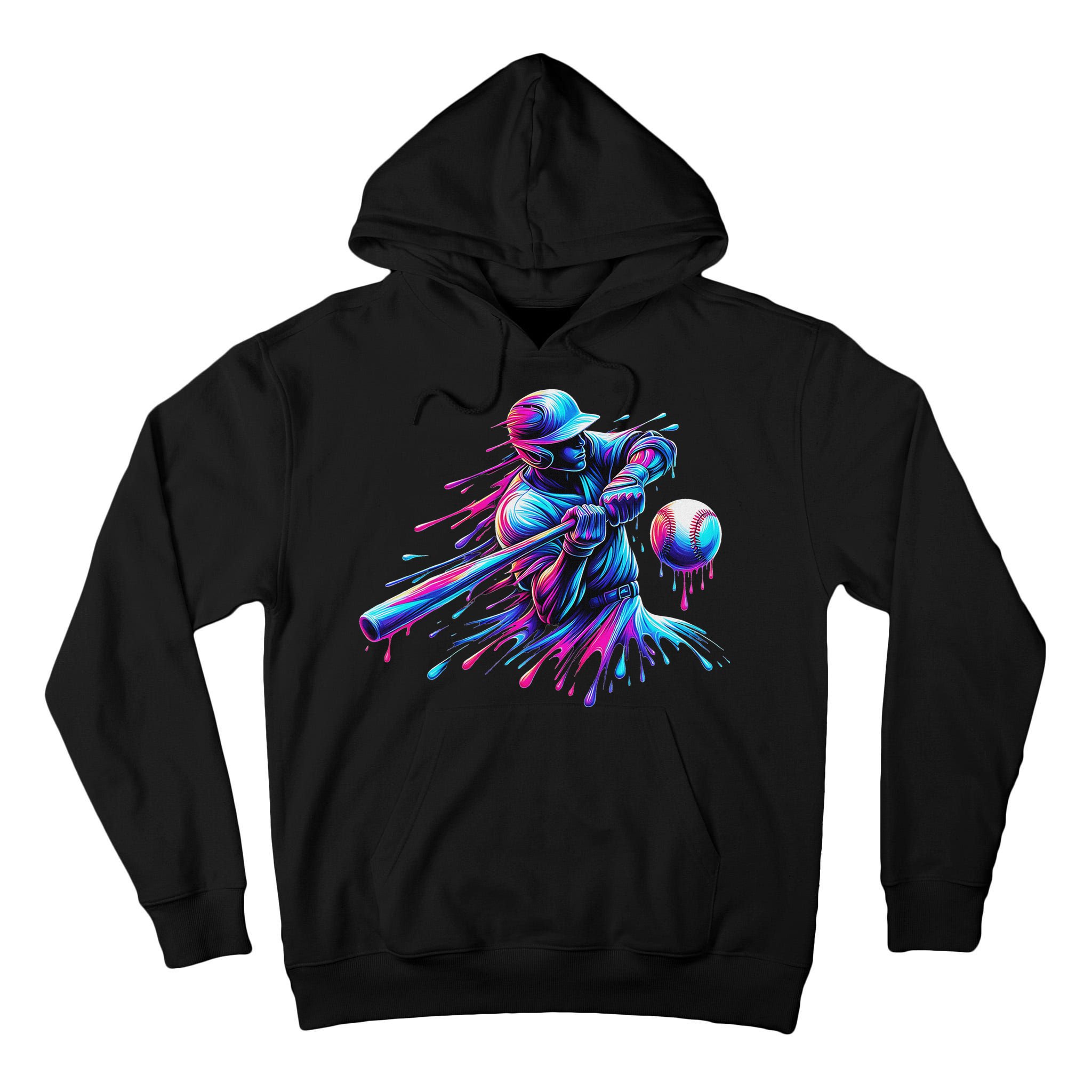 Baseball Player Drip Baseball Ice Cream Watercolor Tall Hoodie