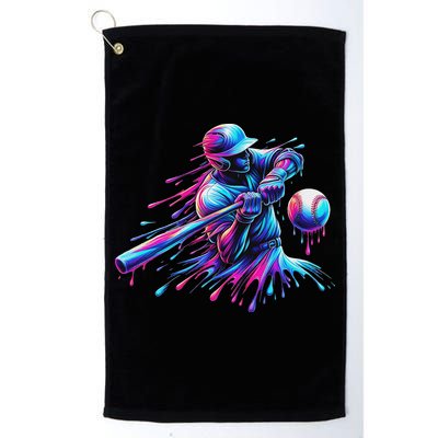 Baseball Player Drip Baseball Ice Cream Watercolor Golf Towel