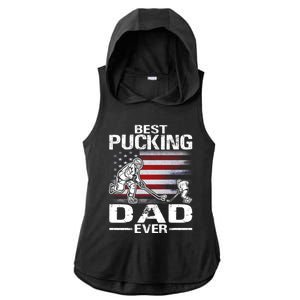 Best Pucking Dad Ever Hockey FatherS Day Gift Ladies PosiCharge Tri-Blend Wicking Draft Hoodie Tank