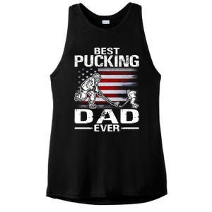 Best Pucking Dad Ever Hockey FatherS Day Gift Ladies PosiCharge Tri-Blend Wicking Tank