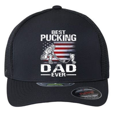 Best Pucking Dad Ever Hockey FatherS Day Gift Flexfit Unipanel Trucker Cap