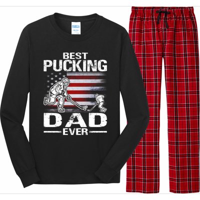 Best Pucking Dad Ever Hockey FatherS Day Gift Long Sleeve Pajama Set