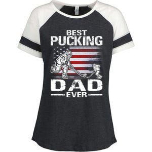 Best Pucking Dad Ever Hockey FatherS Day Gift Enza Ladies Jersey Colorblock Tee