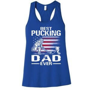 Best Pucking Dad Ever Hockey FatherS Day Gift Women's Racerback Tank