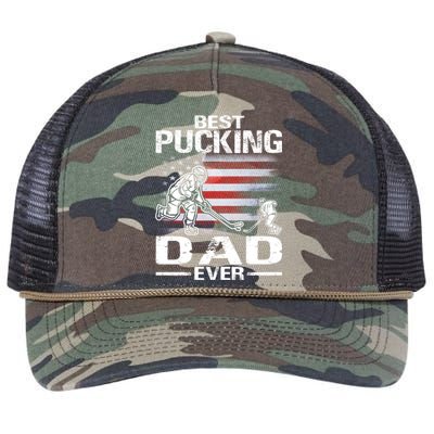 Best Pucking Dad Ever Hockey FatherS Day Gift Retro Rope Trucker Hat Cap