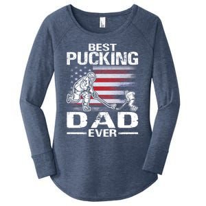 Best Pucking Dad Ever Hockey FatherS Day Gift Women's Perfect Tri Tunic Long Sleeve Shirt