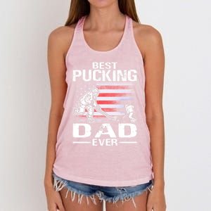 Best Pucking Dad Ever Hockey FatherS Day Gift Women's Knotted Racerback Tank