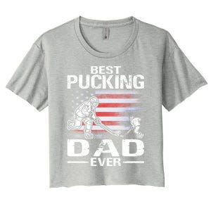 Best Pucking Dad Ever Hockey FatherS Day Gift Women's Crop Top Tee