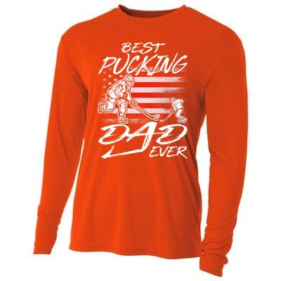 Best Pucking Dad Ever Hockey FatherS Day Gift Funny Gift Cooling Performance Long Sleeve Crew