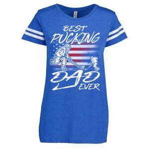 Best Pucking Dad Ever Hockey FatherS Day Gift Funny Gift Enza Ladies Jersey Football T-Shirt