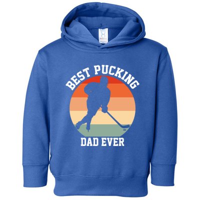 Best Pucking Dad Ever Hockey Retro Hockey Player S Gift Toddler Hoodie