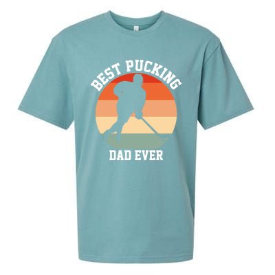 Best Pucking Dad Ever Hockey Retro Hockey Player S Gift Sueded Cloud Jersey T-Shirt