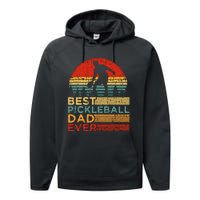 Best Pickleball Dad Ever Vintage Pickleball Father's Day Performance Fleece Hoodie