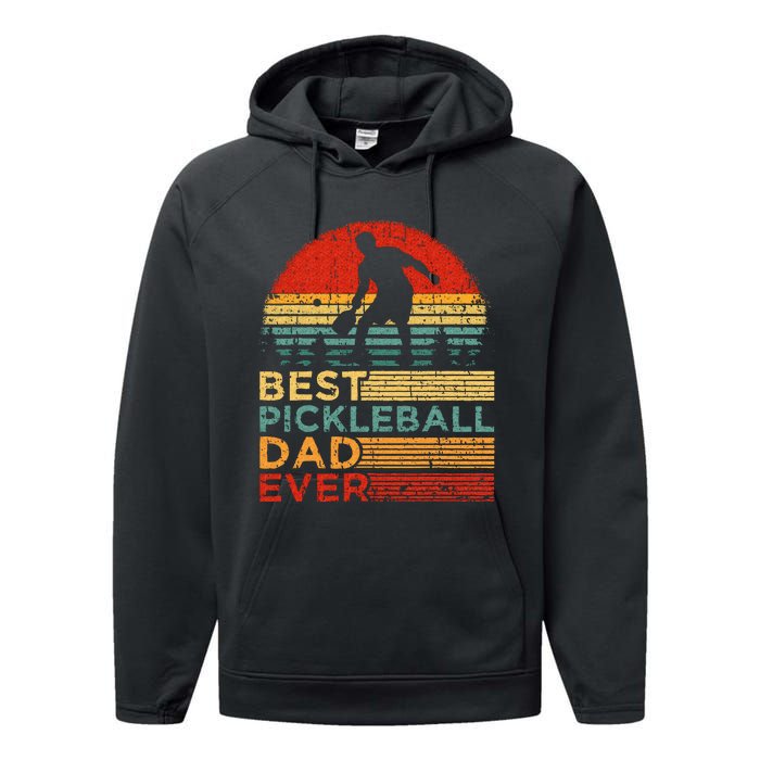 Best Pickleball Dad Ever Vintage Pickleball Father's Day Performance Fleece Hoodie